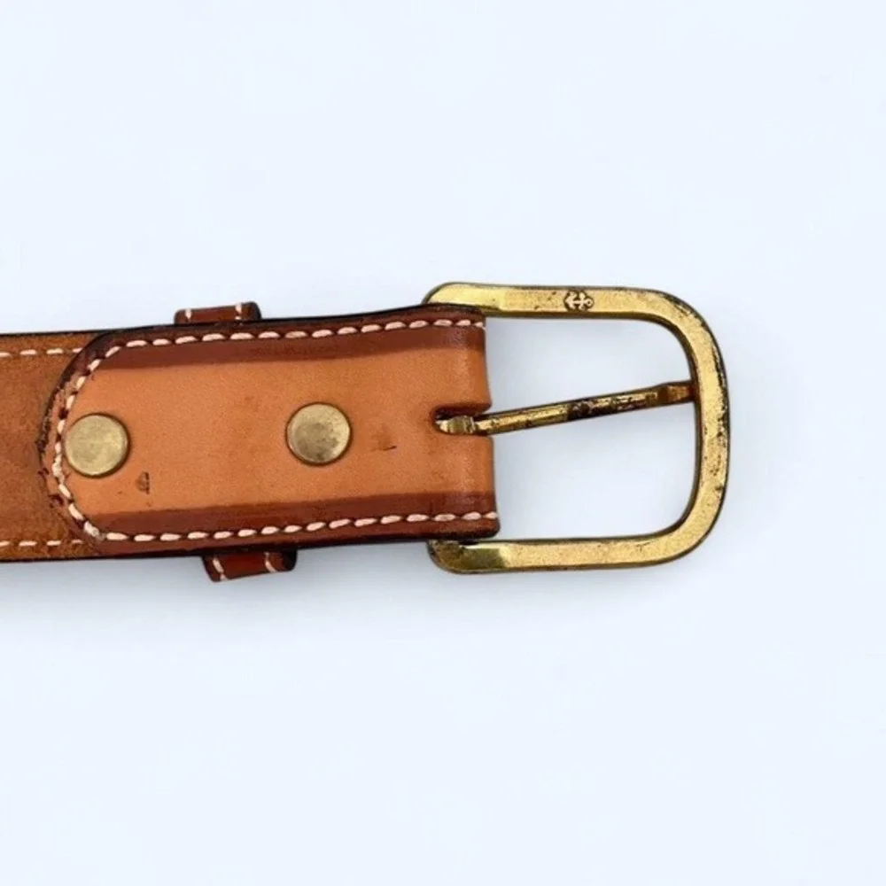 Circle Y Kids Brown Floral Tooled Leather Western Belt Size 28 Brass Buckle